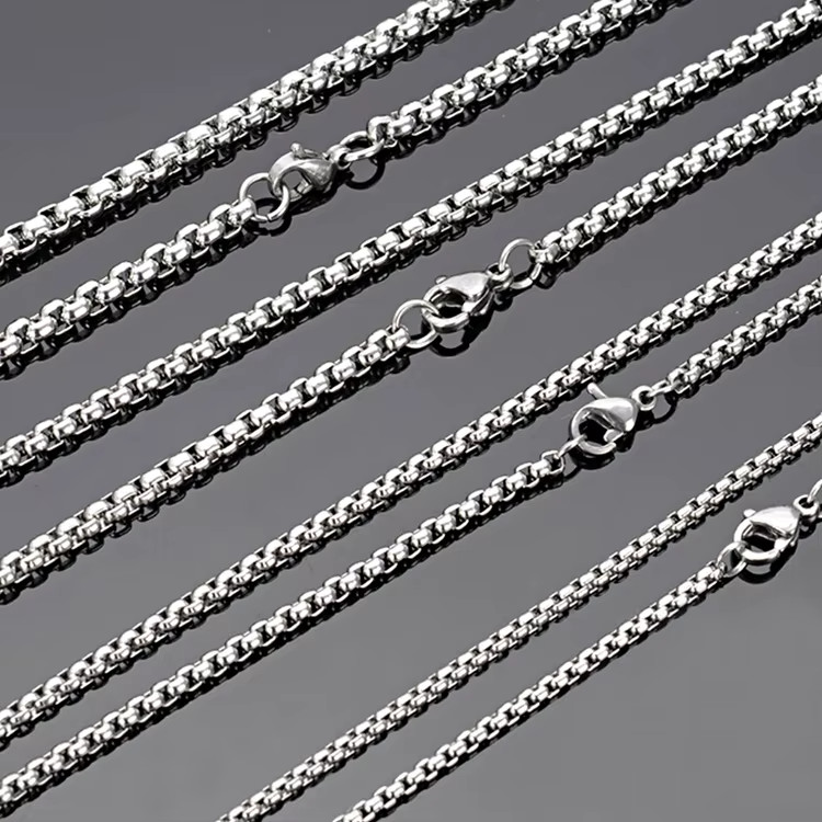 Stainless Steel Chain Necklace 16-36″ Link Box Rope Silver 2/3/4/5/6/7mm