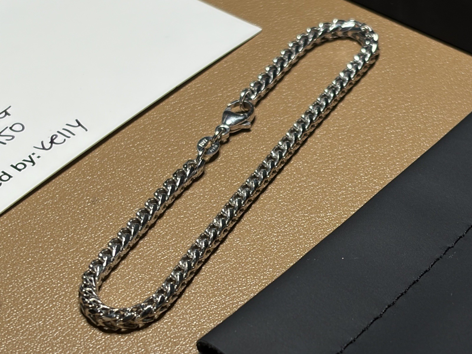 SAINTS GOLD PLATINUM 8” 3.5MM D/C FRANCO BRACELET – 19.2g PT950! PRE-OWNED/MINT!