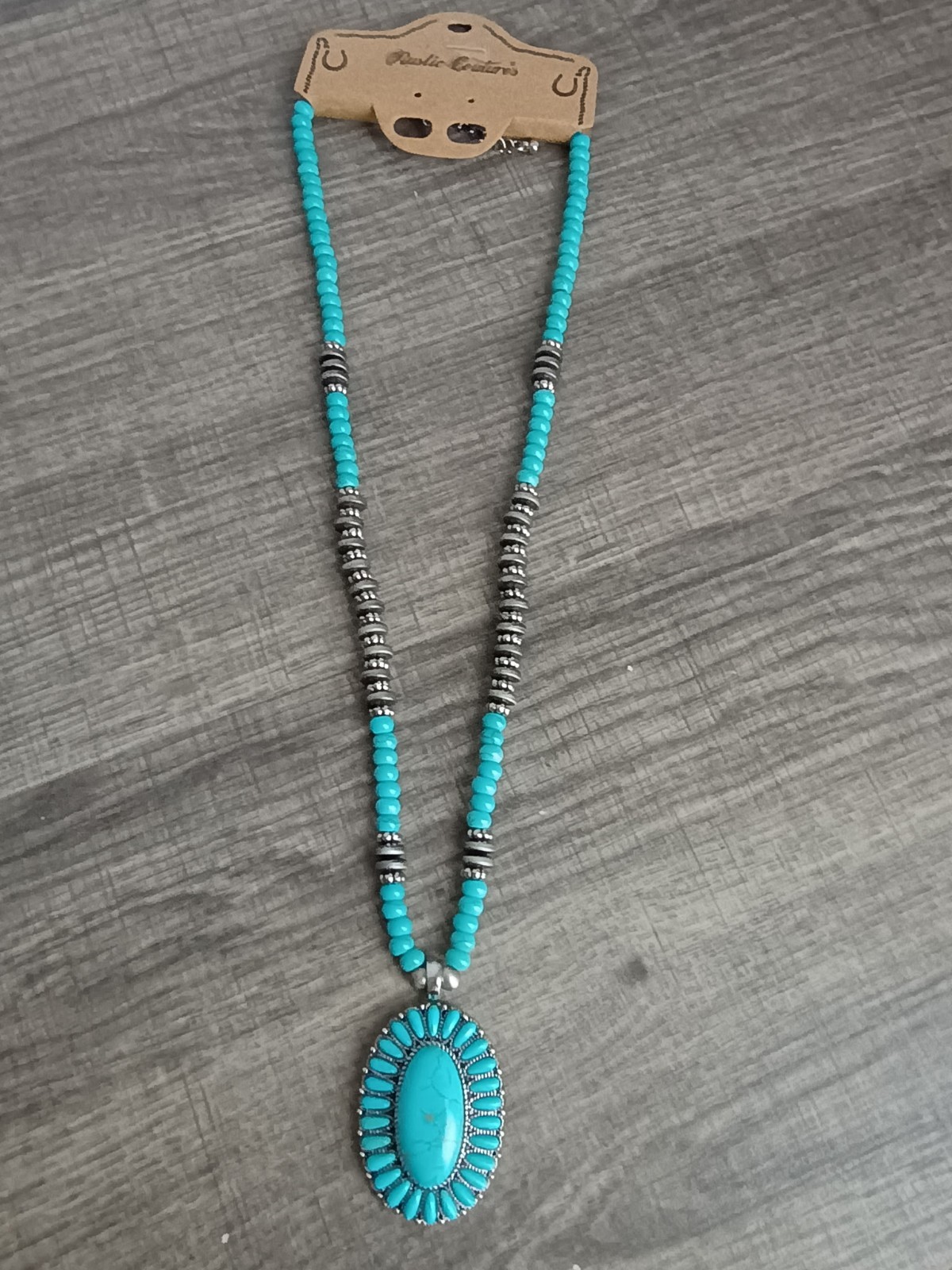 Rustic Couture Turquoise-like necklace pendent Western Core Cowgirl Boho NWT