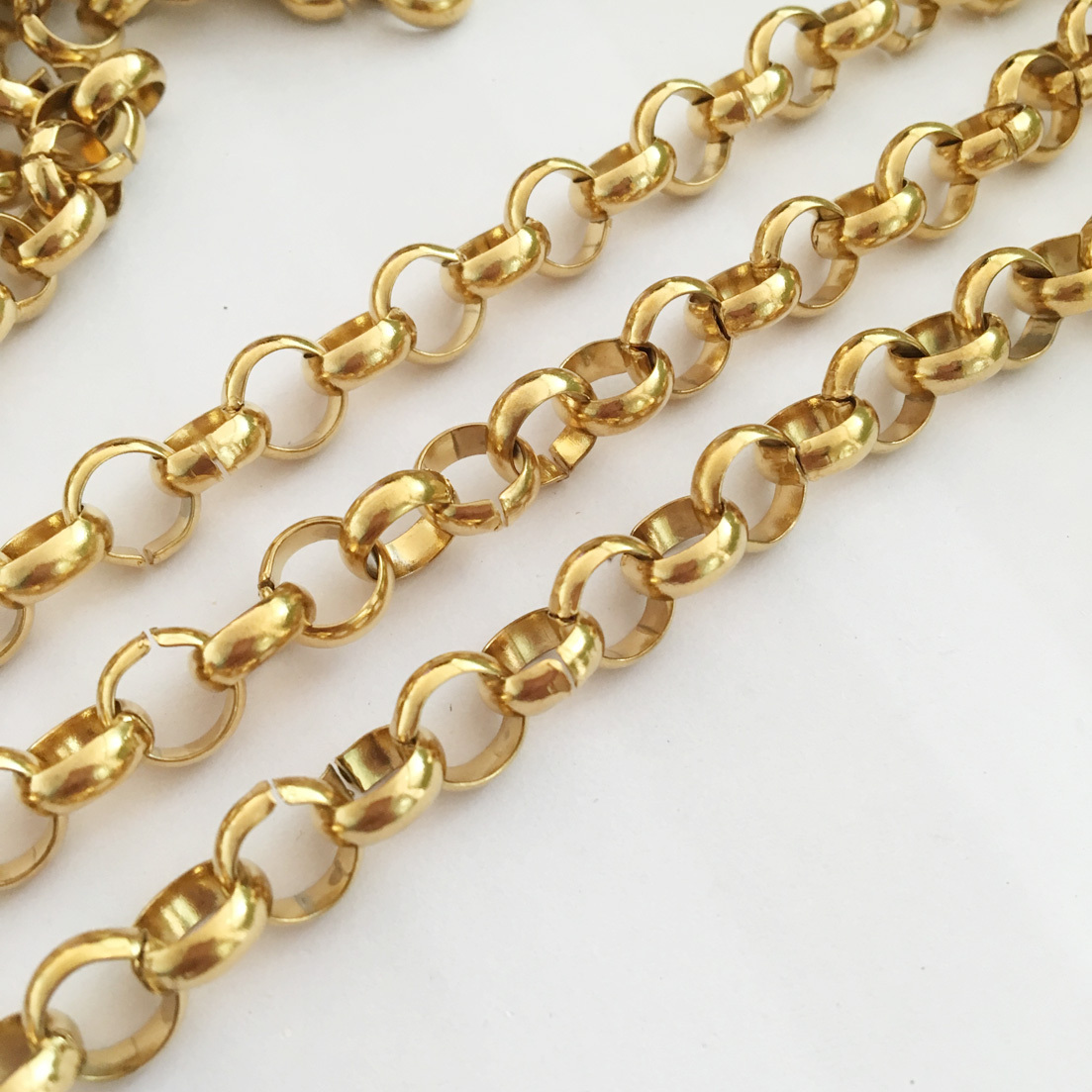 5Meter 3/5/6/8mm Gold Tone In Bulk Factory Stainless Steel Round Rolo DIY Chains