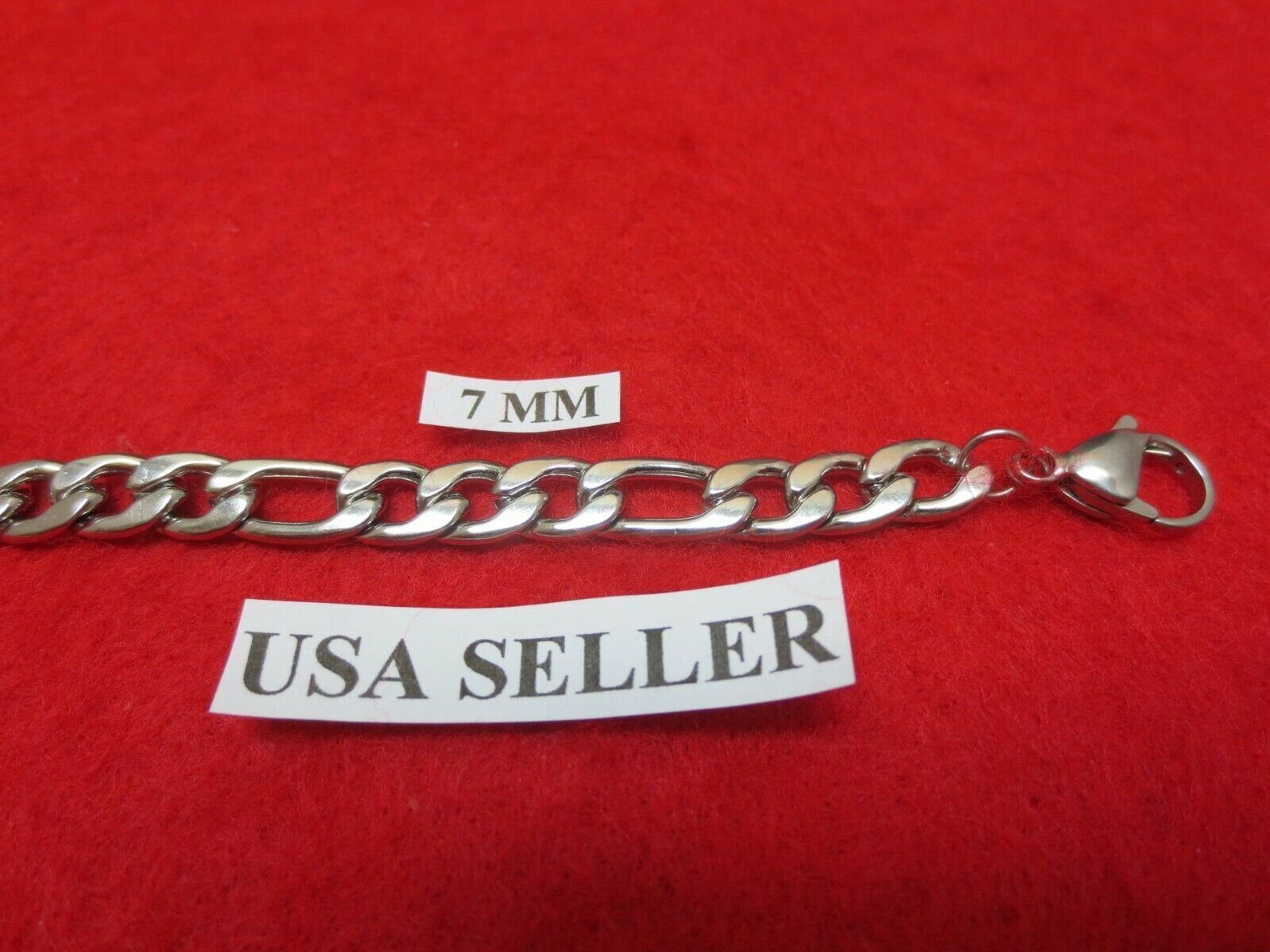 26″ Mens,Womens, 7mm Stainless Steel Silver Figaro Rope Chain Necklace