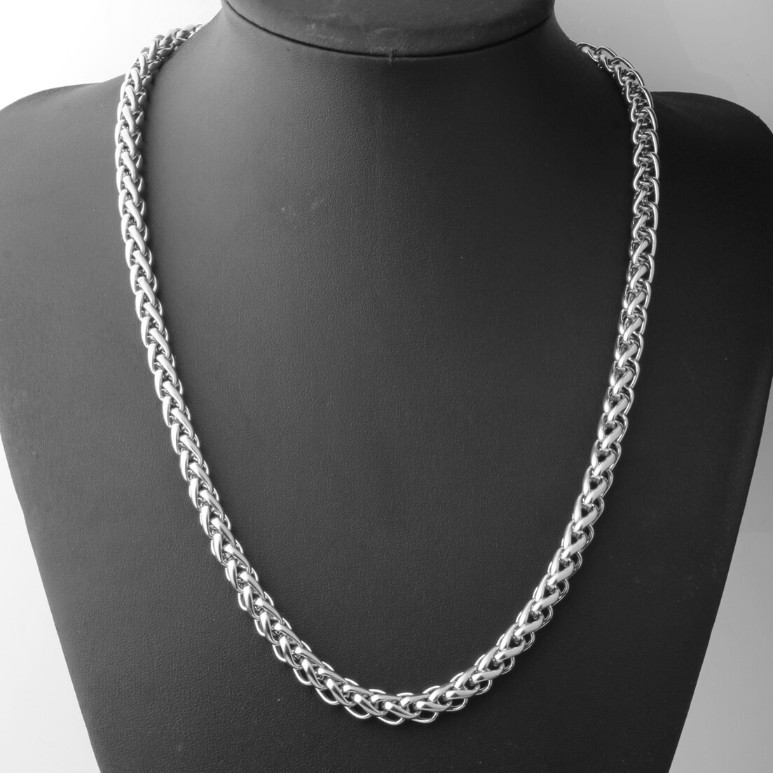 3/4/5/6/7MM Silver Women Men Chain Stainless Steel Wheat Braided Link Necklace