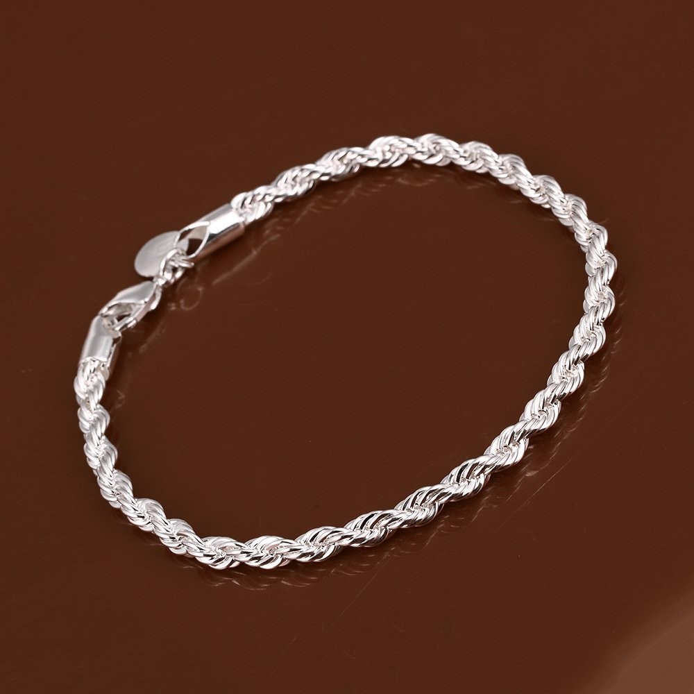 Cutesmile Fashion Jewelry 925 Sterling Silver 4mm Twisted One Size, silver