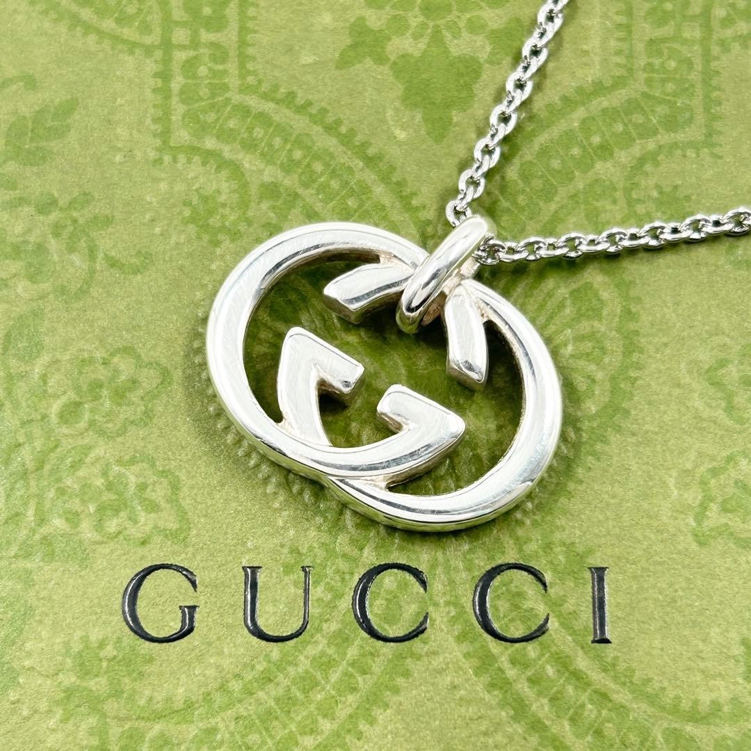 Excellent Gucci GUCCI Necklace Interlocking Silver 925