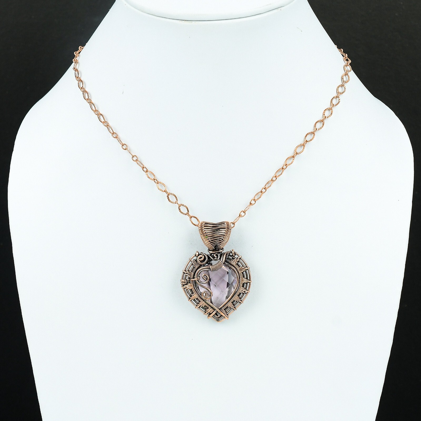 Pink Kunzite Gemstone Jewelry Copper Gift For Friend Wire Wrapped Pendant 1.97″