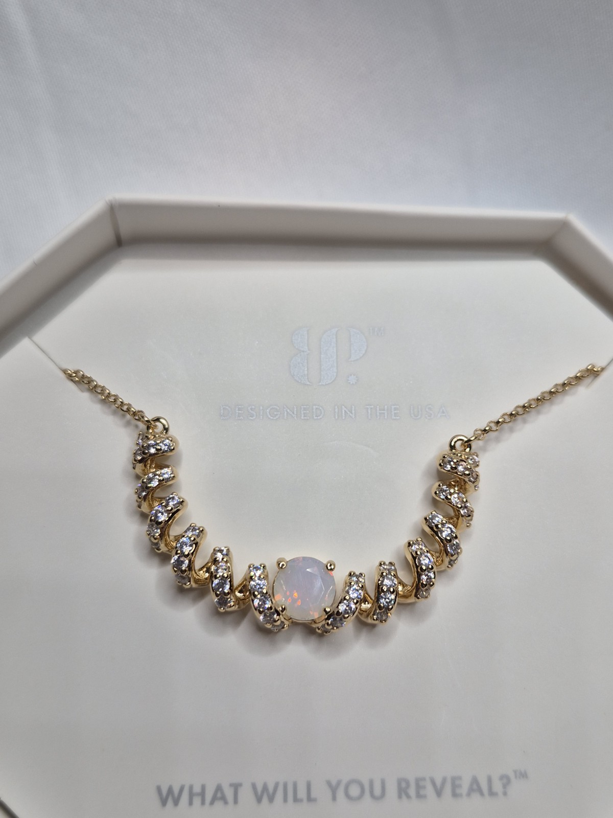 Bomb Party Necklace “Swirling Magic” Moonstone On Gold Plating