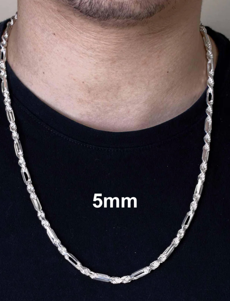 FigaRope Milano Chain Real Solid 925 Sterling Silver Necklace Or Bracelet 5-9mm
