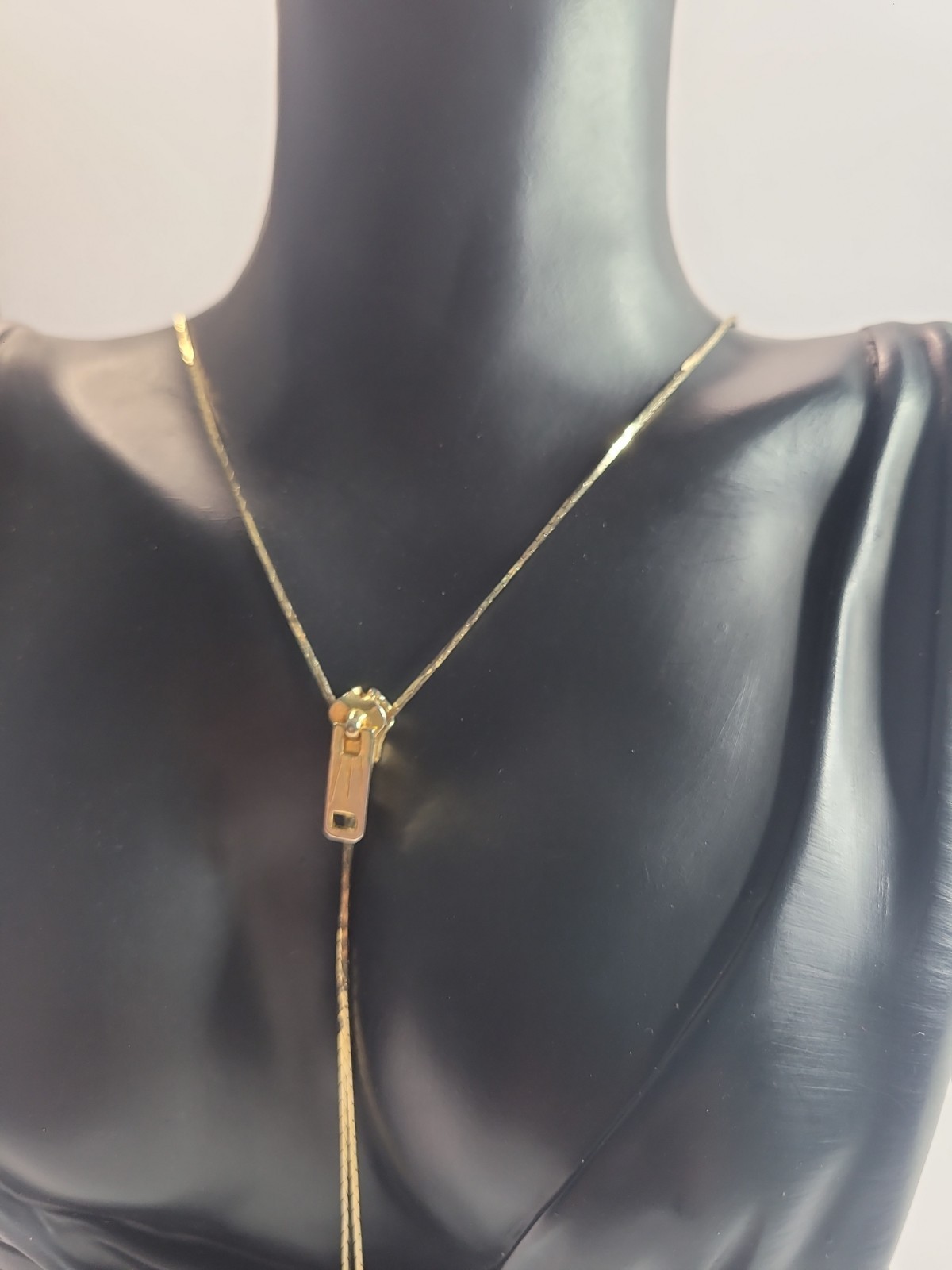 Gold Tone Adjustable Bolo Slider Necklace Teardrop Dangle Lariat Y Necklace