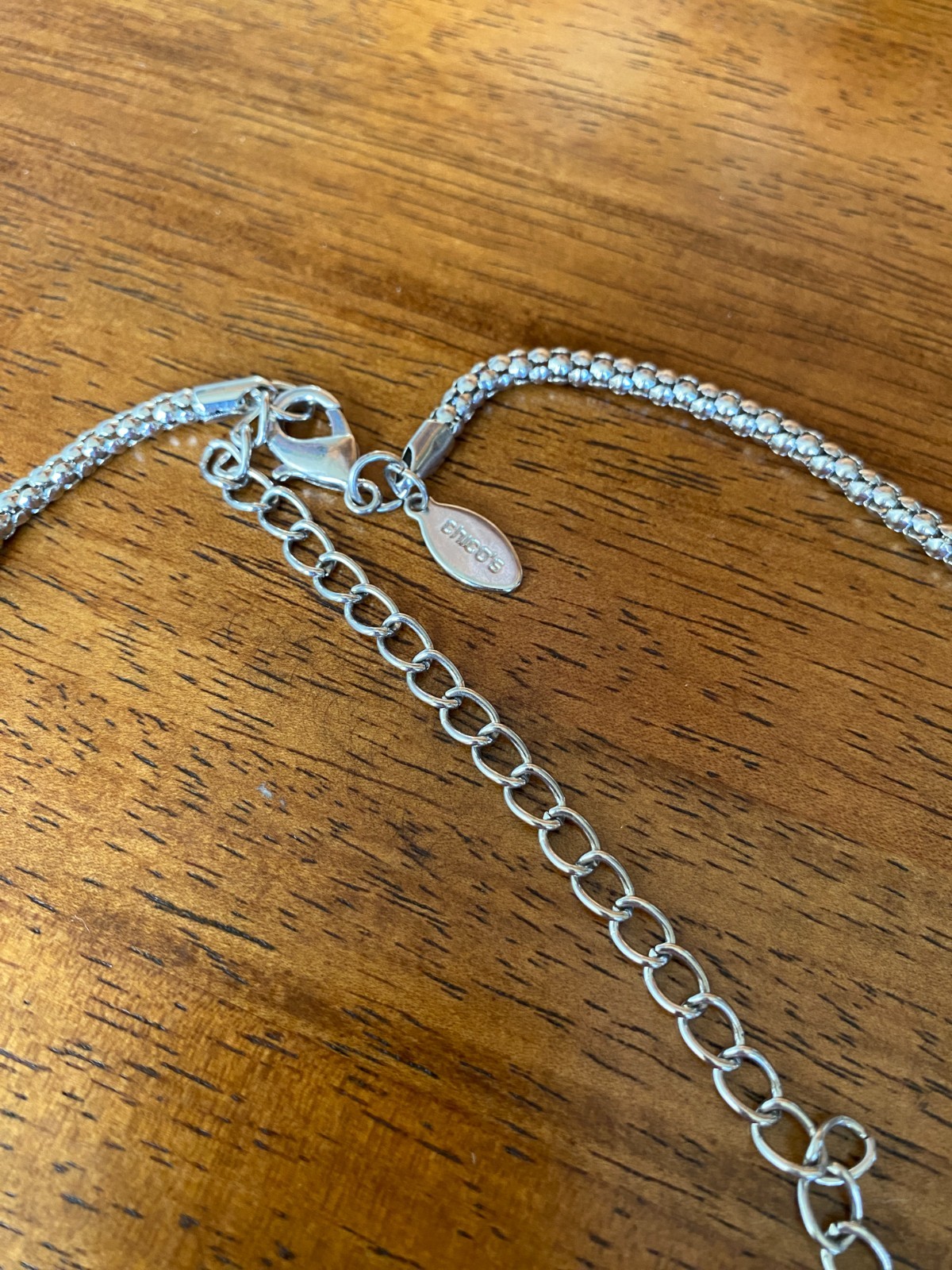 Chico’s Faux Bolo Necklace Pavè Rhinestone Slide & Popcorn Chain Silver Tone
