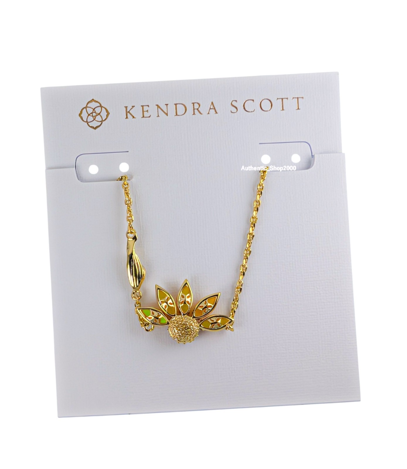 NEW 100% Authentic KENDRA SCOTT Yellow Opalescent Anya Flower Pendant Necklace