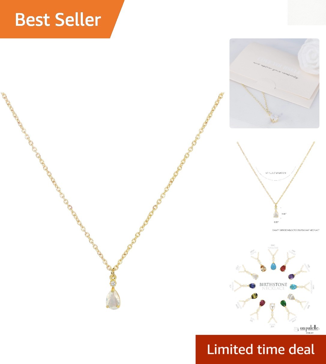 Gold Plated Birthstone Pendant Necklace – Handmade Jewelry for Special Occasions