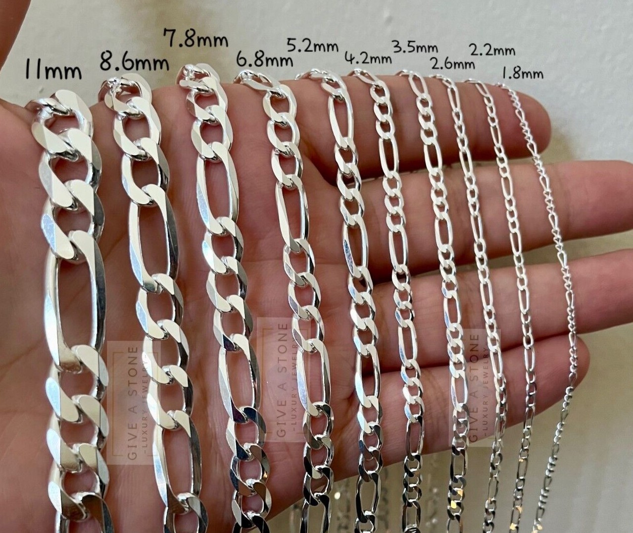 Figaro Link Chain Necklace Silver Chain 925 Italian Sterling Silver BEST SELLER