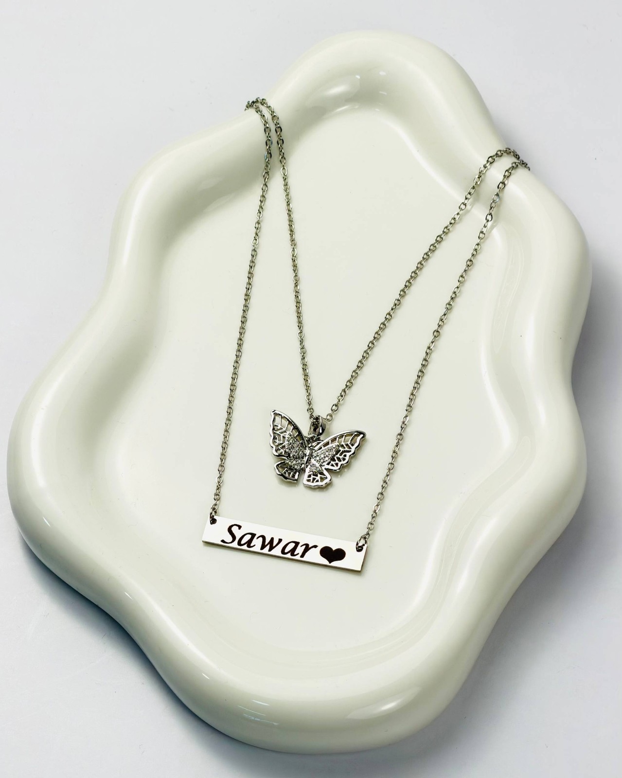 Personalized Name & Date Necklace Custom Stainless Steel Pendant Gift for Women