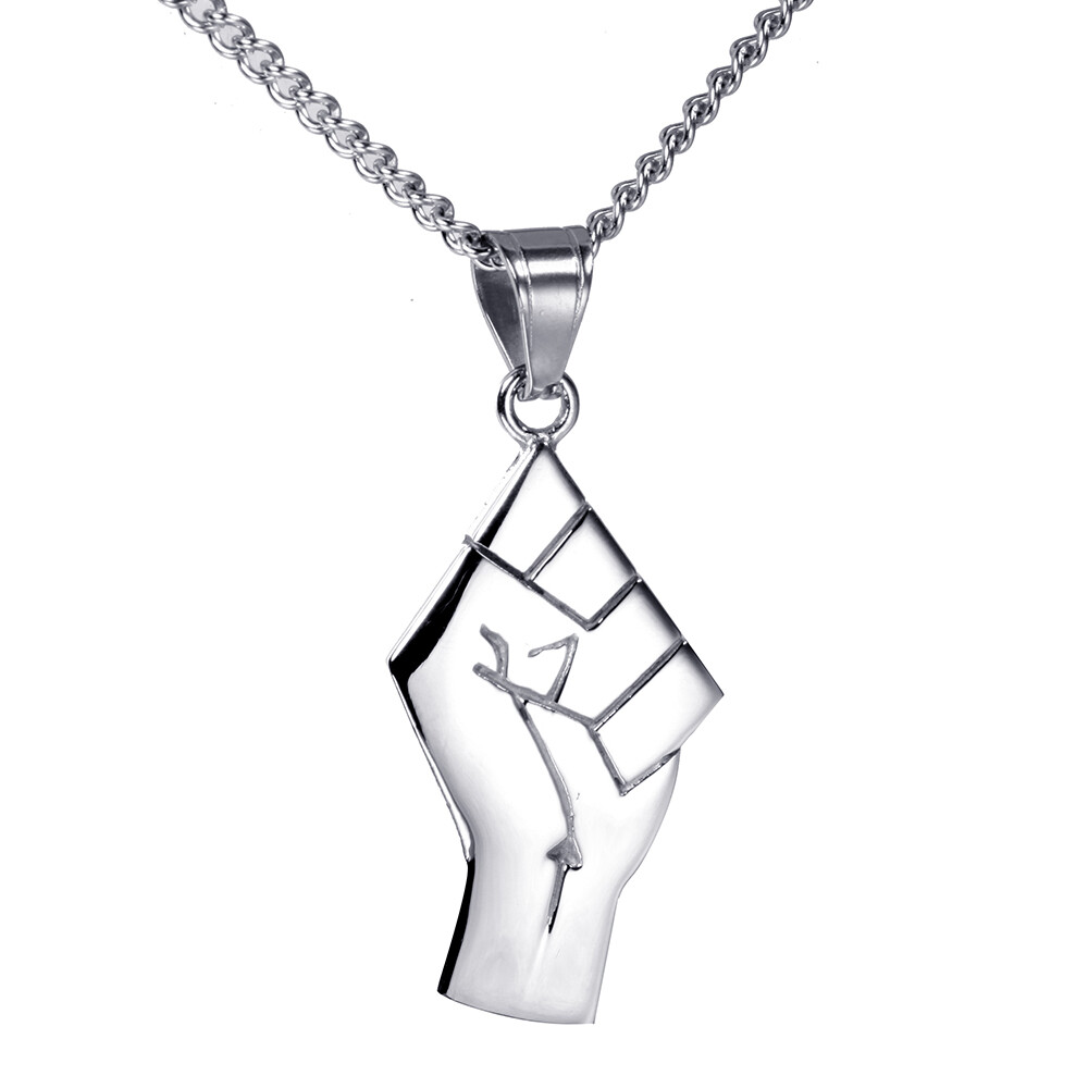 24″ Men’s Fashion Jewelry Power Rose Fist Pendant Chain Gold Lives Necklace