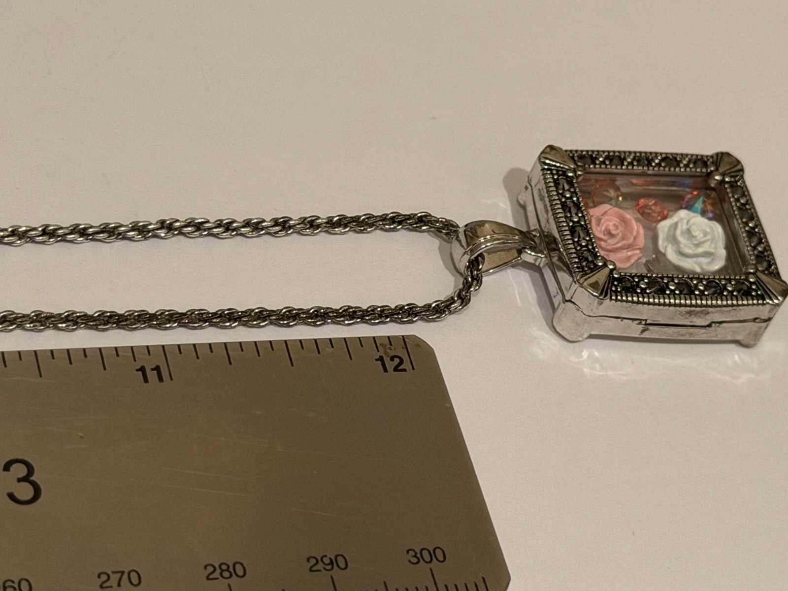 Origami Owl Square Marcasite Locket Set