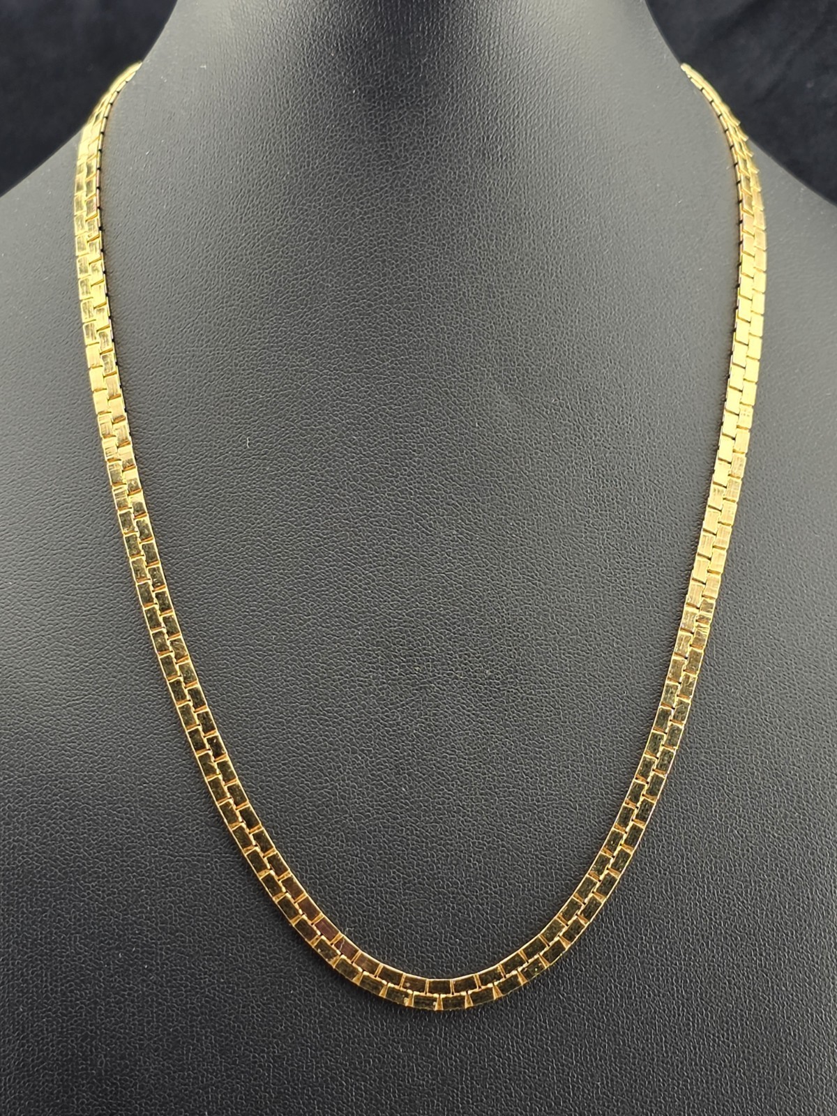 10K Gold Plated Brick Link Necklace 18.5″ Flat Articulated Chain 5mm- 15 Grams