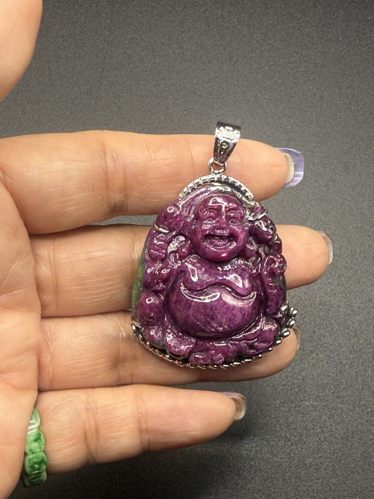 Maitreya Laughing Buddha pendant 100% Natural Ruby . Mặt Dây Chuyền Di Lạc