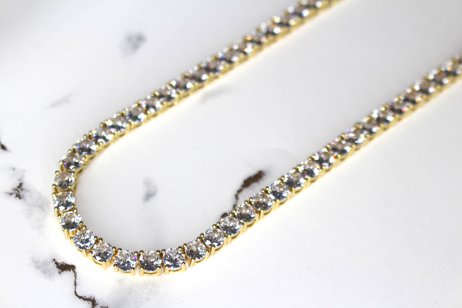 14k STAMPED 5mm Tennis Gold Chain Necklace 100ct Lab Sim VVS1 Diamond 68g HEAVY