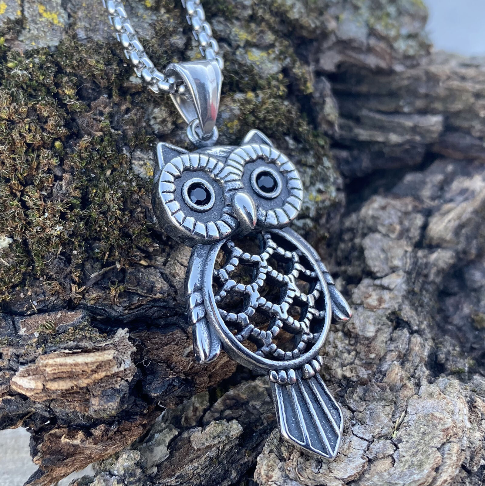 MENDEL Womens Cute Owl Bird Pendant Long Necklace For Women Fine Stainless Steel