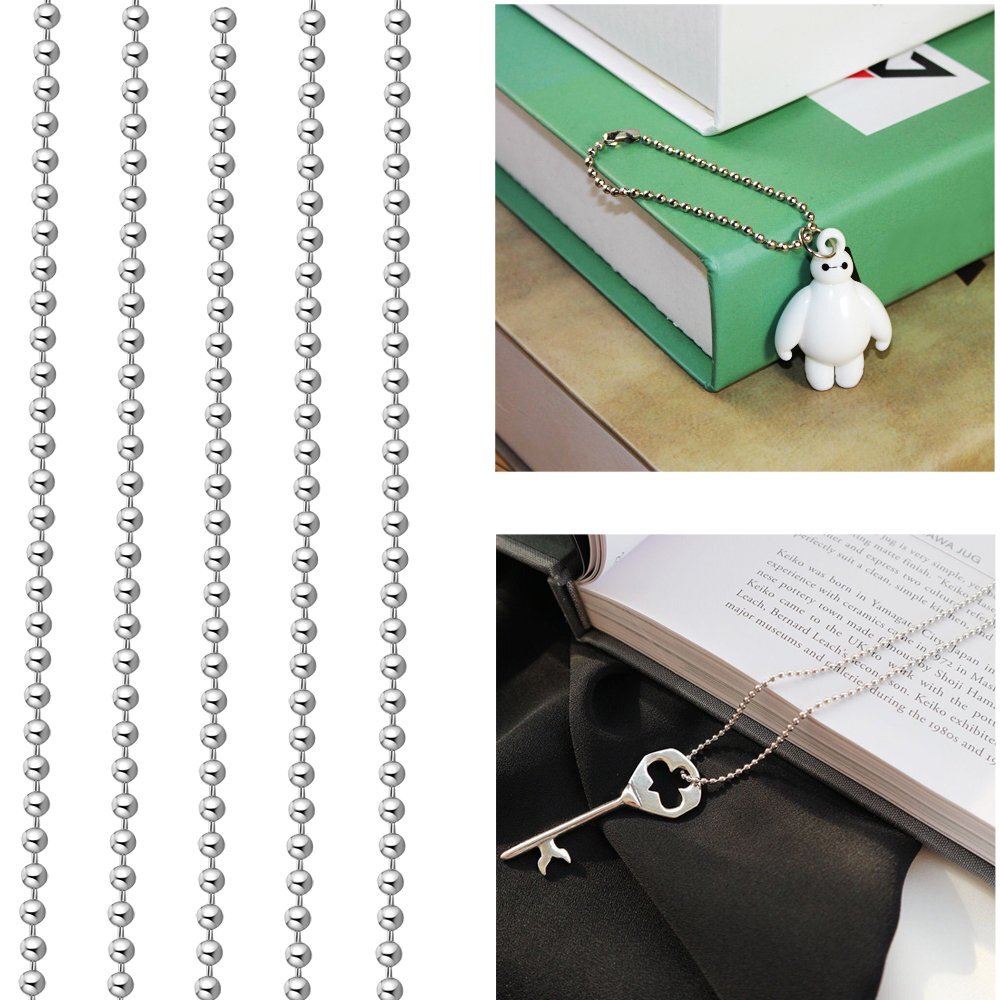 20Pcs 30 Inch Stainless Steel Ball Bead Chain Necklace Chains for Jewelry Making