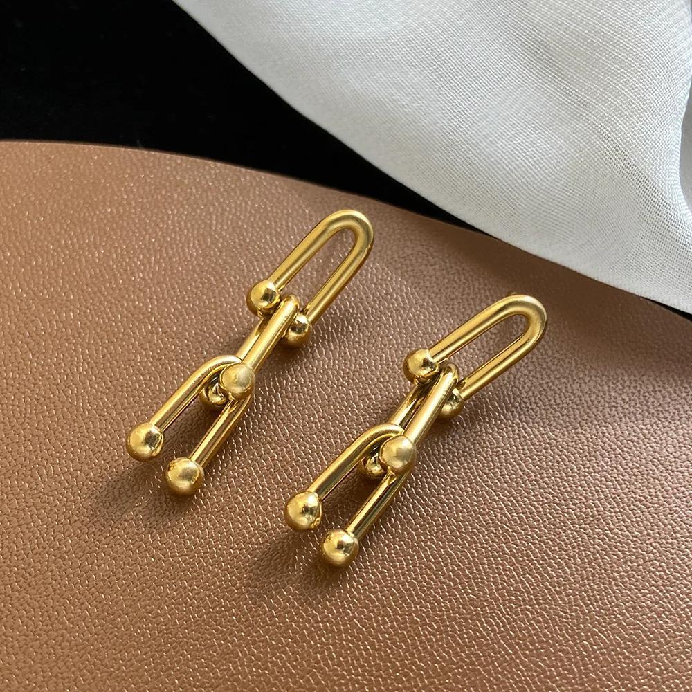 Fashion 18K Gold Thick Chain Necklace Bracelet Set Waterproof Jewelry for Women