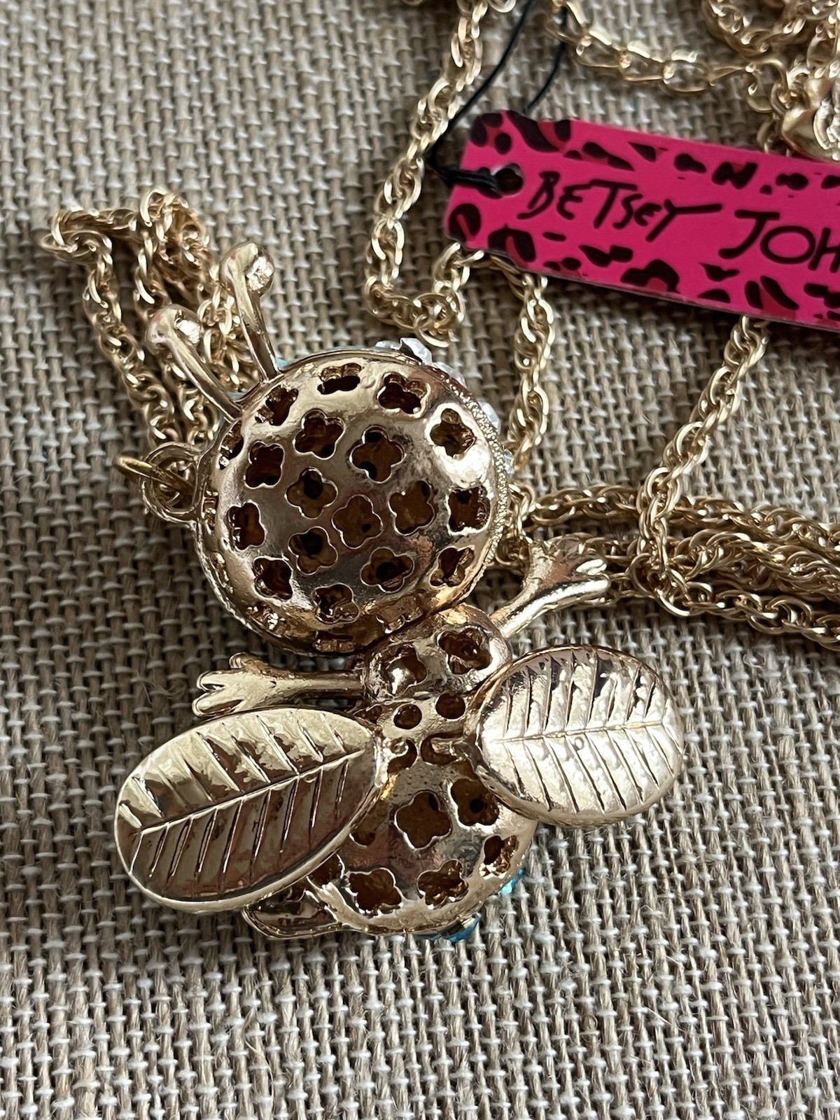 Betsey Johnson Turquoise Whimsical Articulated Bee Necklace
