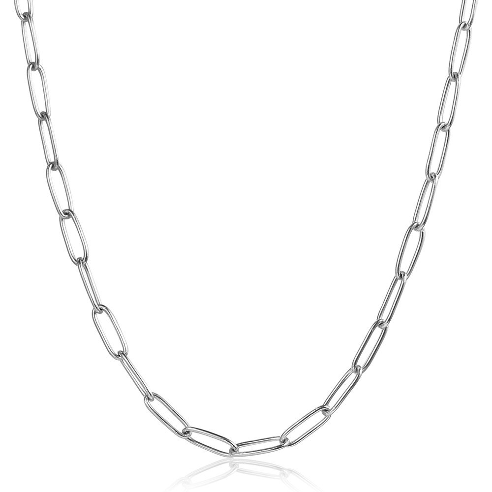 4mm 20 inch Stainless Steel Paperclip Chain Necklace Men Women Choker Jewelry