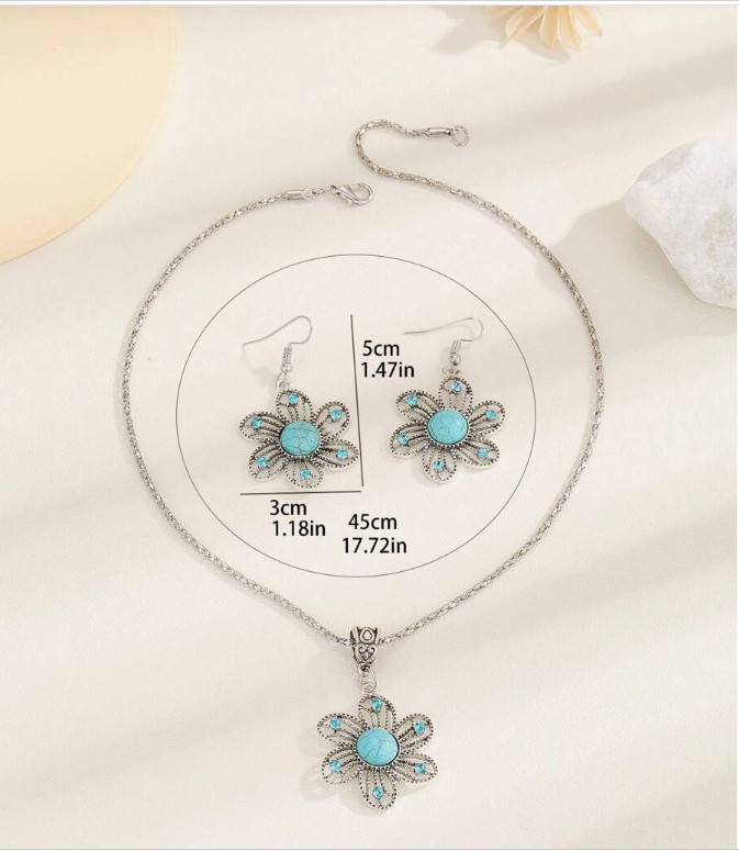 WESTERN-Earrings, 3pcs/Set Bohemian Vintage Howlite Turquoise