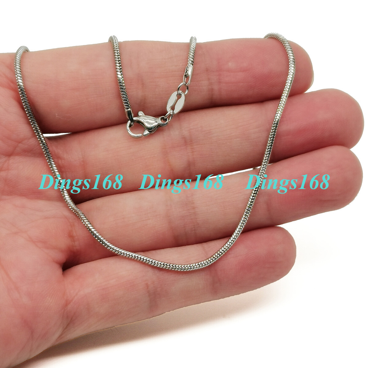 925 Sterling Silver 2mm Snake Chain Necklace 16/18/20/22/24/26/28/30″/34-38 inch