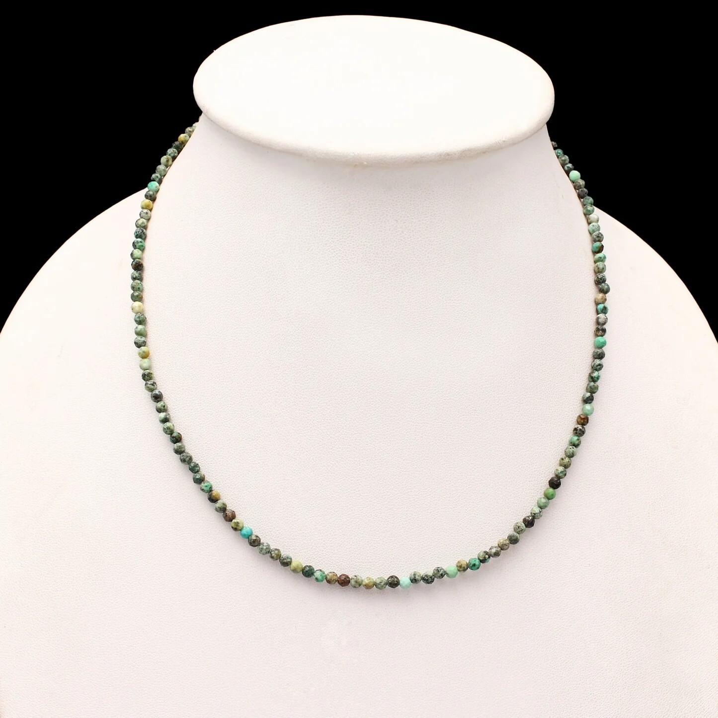 African Turquoise 2mm Beaded Choker Healing Dainty Delicate Women Necklace Gift