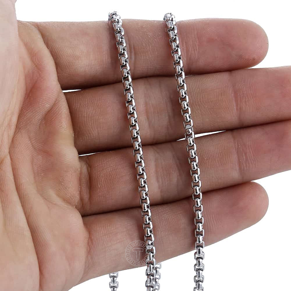 3mm Box Chain Necklace Silver Titanium steel Men Women Chain 18 inch-24 inch
