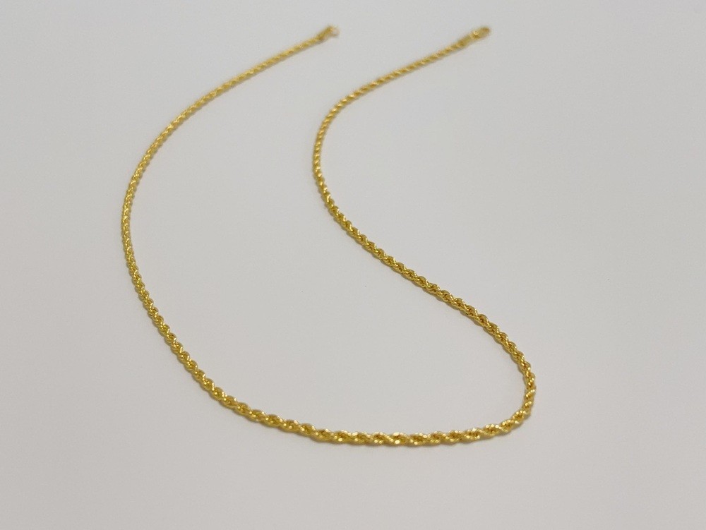 18K Yellow Gold Solid 2.5mm Rope Chain Diamond Cut Pendant Necklace 20″ Chain