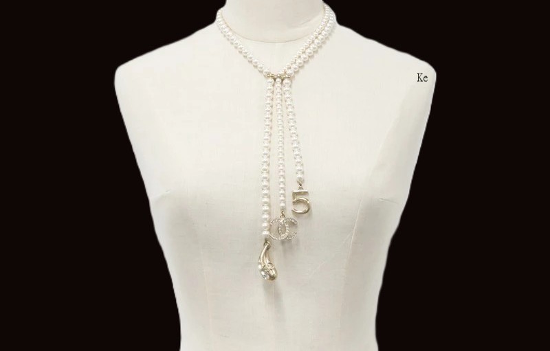 CHANEL Necklace Pendant Choker CC Chain kenjp LOGO MARK COCO Gold Pearl No.5