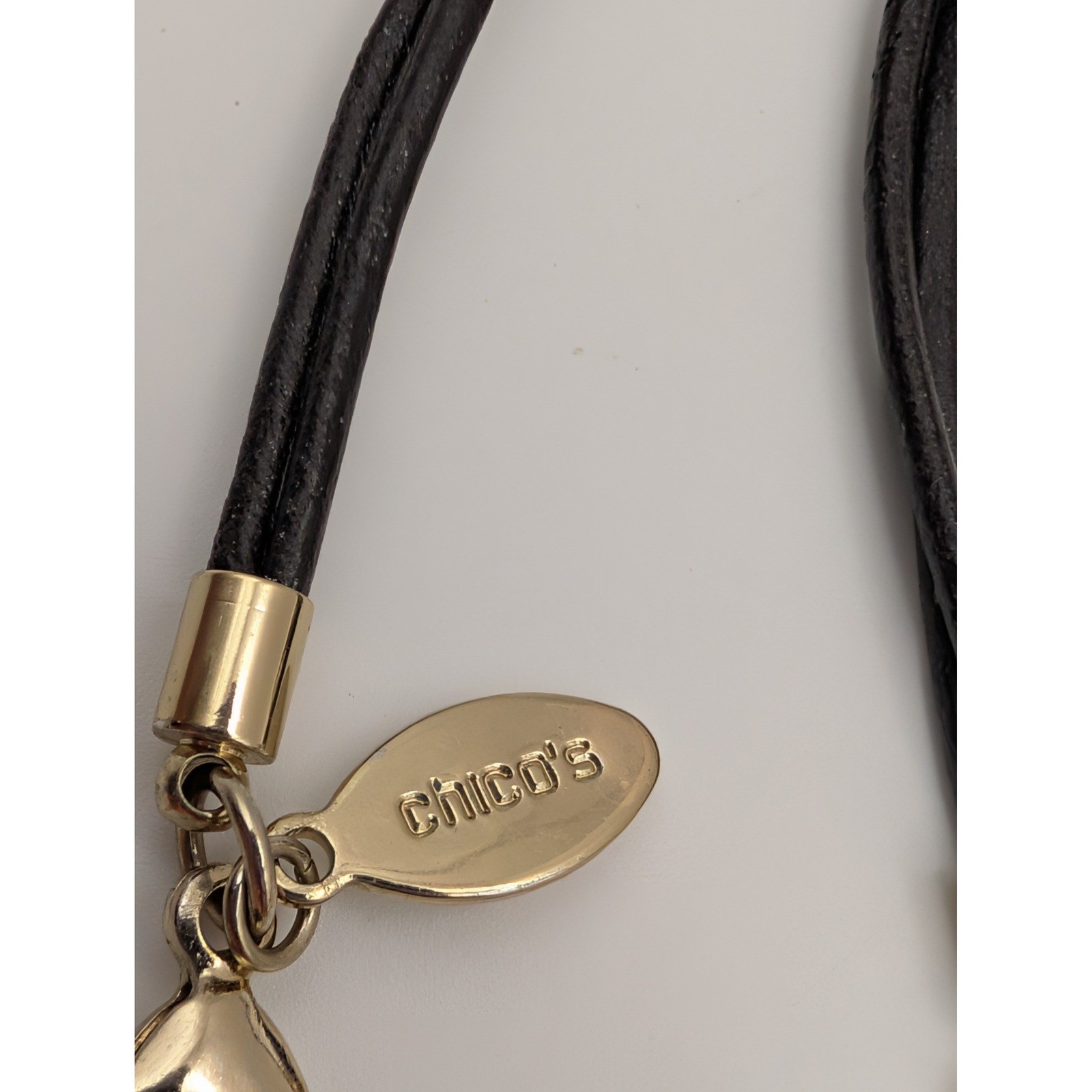 Chico’s Tiger Eye Look Pendant Necklace Brown Black Gold Statement