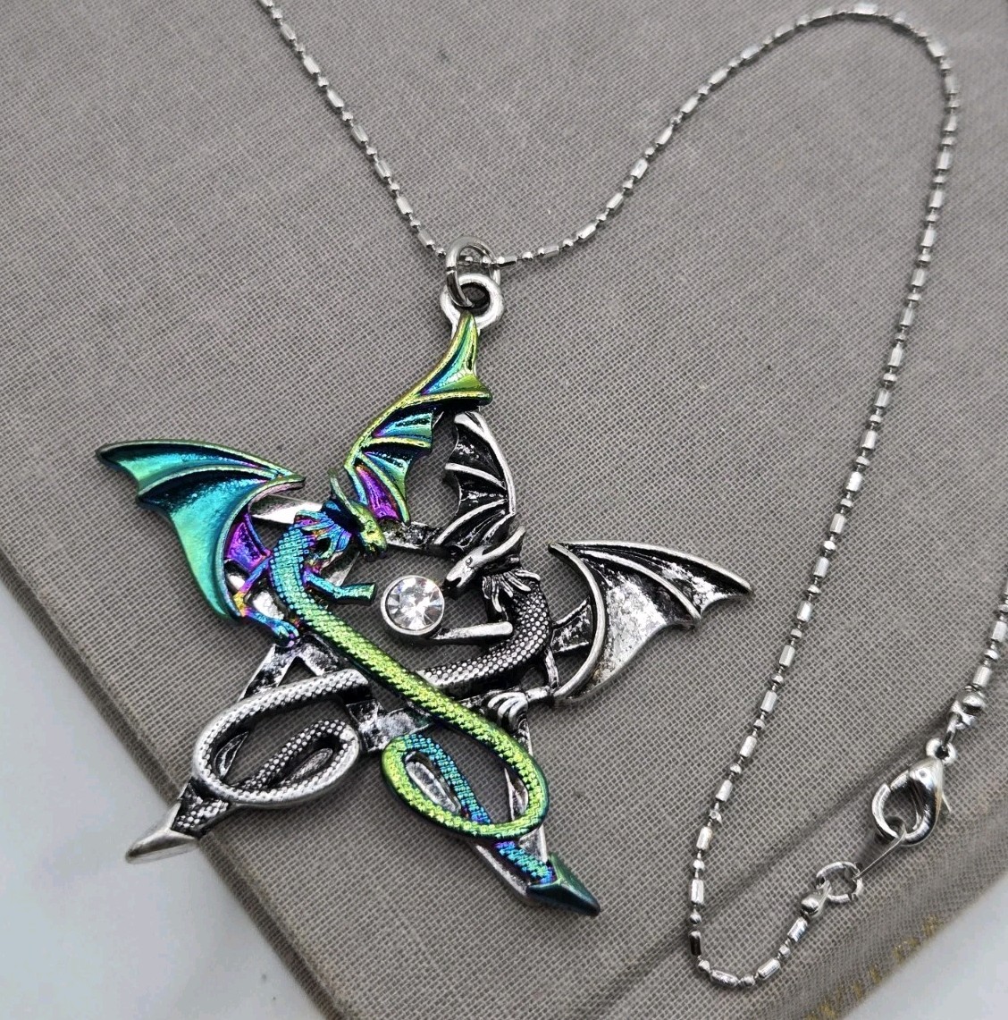 Draca Stella Dragon Pentagram Good Fortune Pendant Rainbow Amulet Talisman