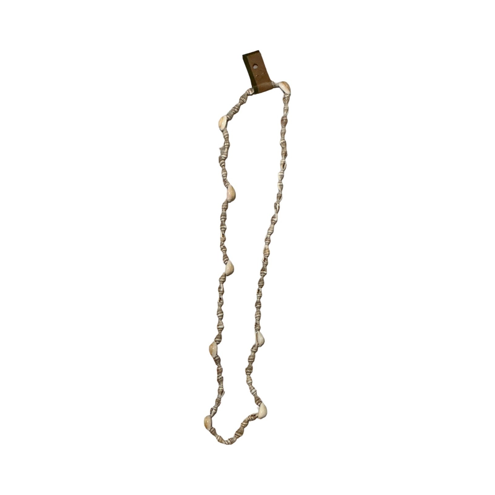 Vintage Natural Cowrie Shell Long Necklace Boho Beach Nautical Cream Tan 30 Inch
