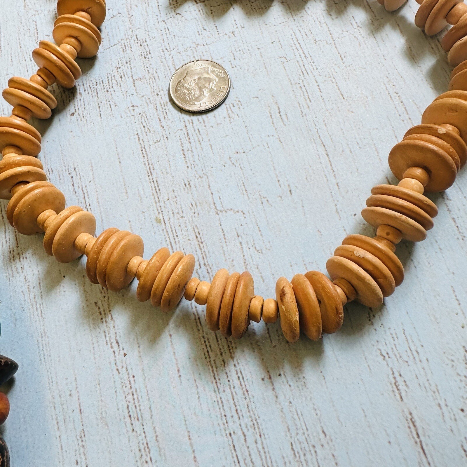 Wood Beaded Necklace Lot See Description For Details