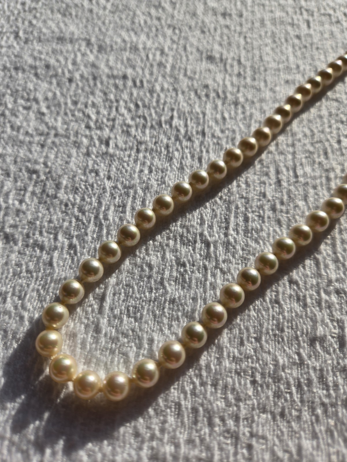 Vintage Cream Faux Pearl Strand Necklace 18″ Princess Slide Clasp Choker Bridal