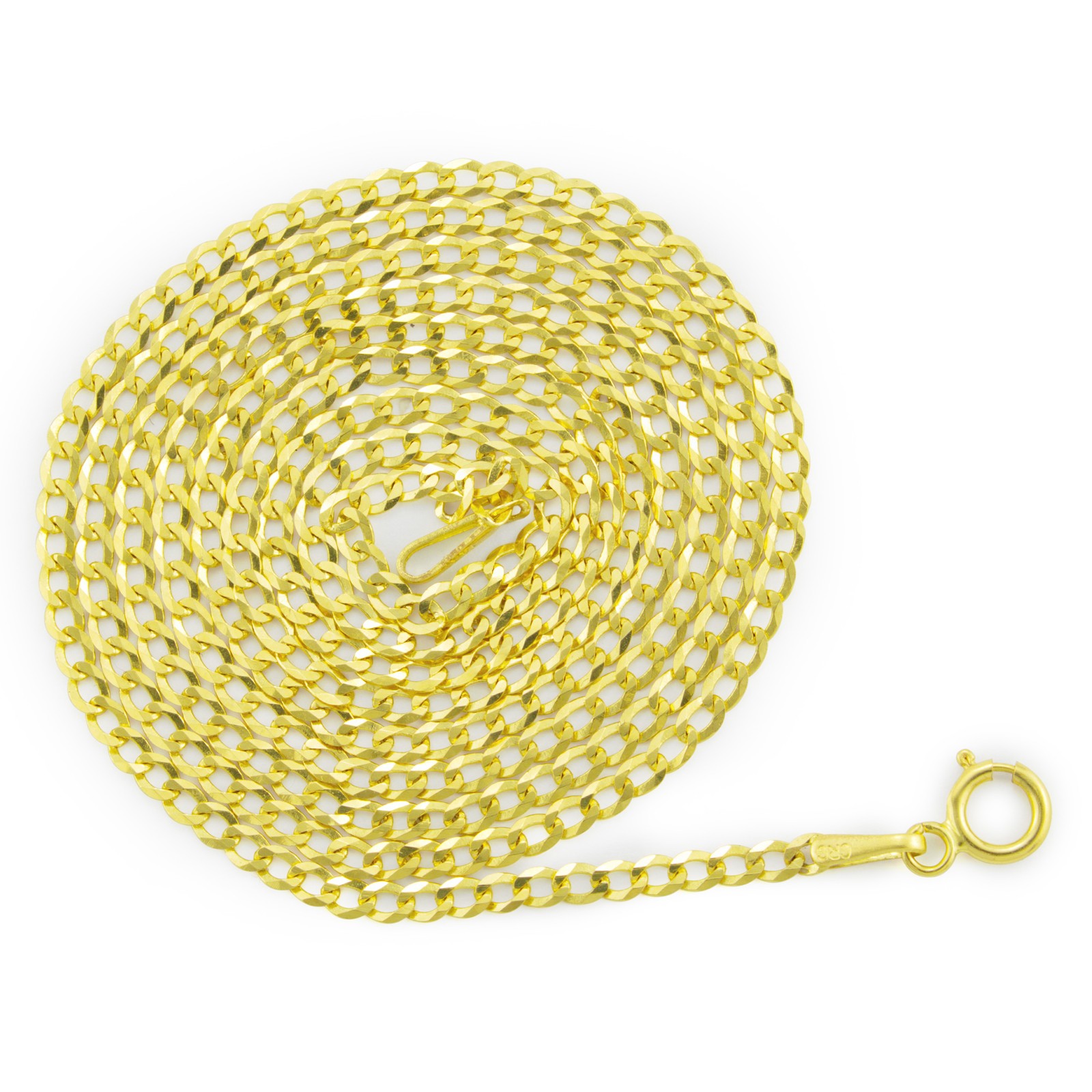 14K Yellow Gold 2mm Solid Curb Cuban Chain Link Mens Womens Necklace 22″