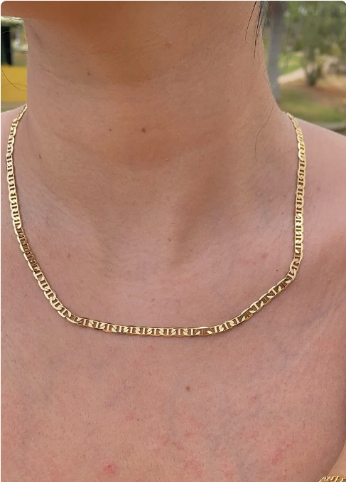 14K Gold Mariner Chain Necklace Bracelet Set 20in 7.5in Men Women Cadena Mariner