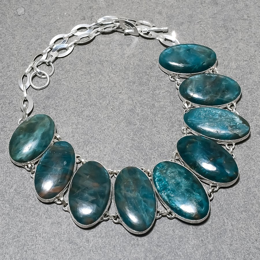 Neon Apatite Oval Shape Gemstone Handmade Fashion Jewelry Necklace 18″ SR 1712