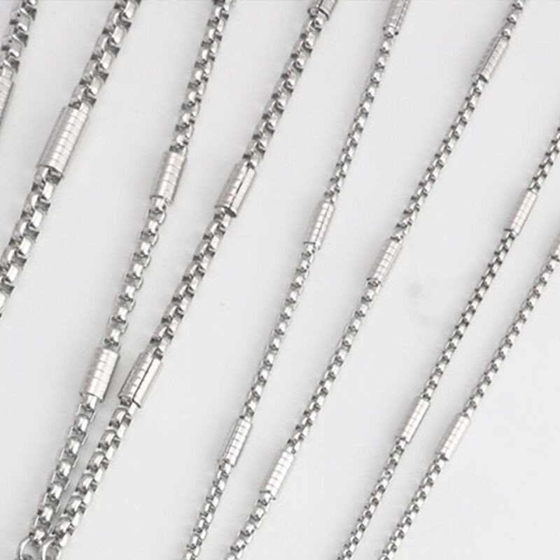 1.5/2/2.5/3mm Unisex Man Stainless Steel Barrel Square rolo Box Chain Necklace