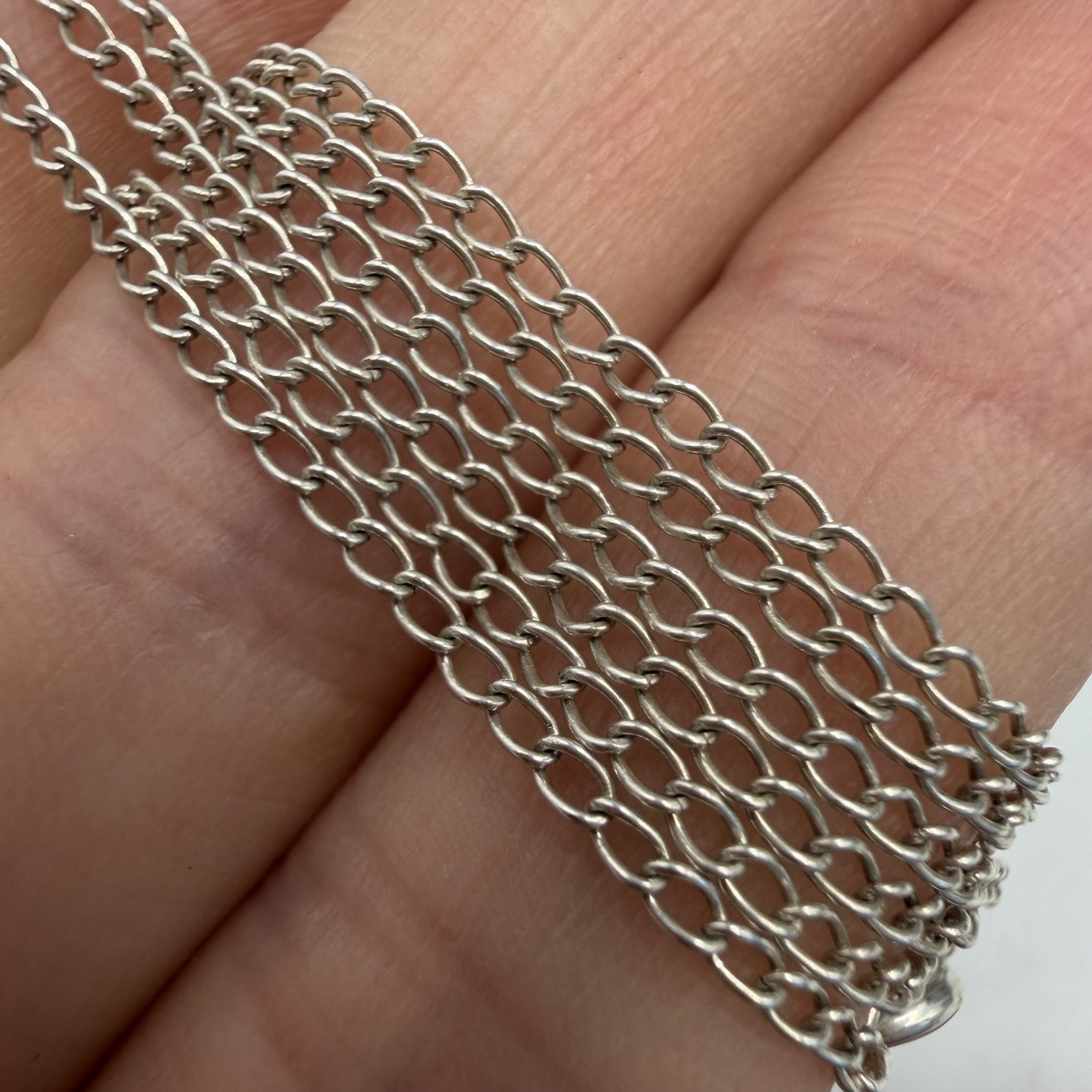 Vintage 925 Sterling Silver Curb Chain Necklace 44cm Unisex Panzer Link 1.56g