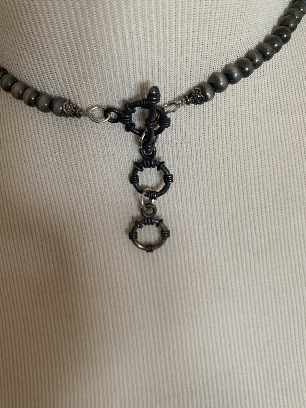 Brand New Western Squash Blossom Bling Necklace Gray, Silver Bling!!