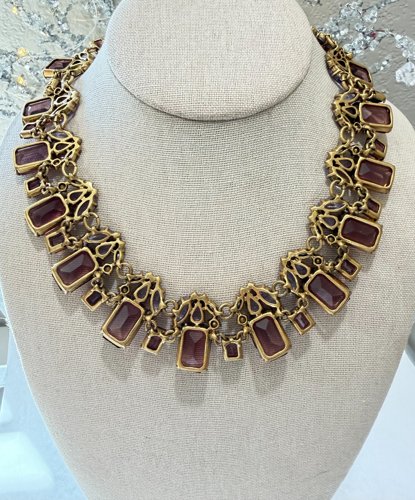 J Crew Necklace Stacked Crystal Purple New 16 – 18″ N492