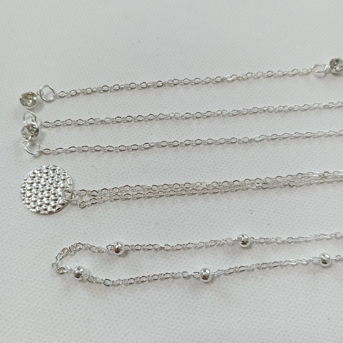 4pcs Stacked Women Necklace Brass Plated Silver One Size