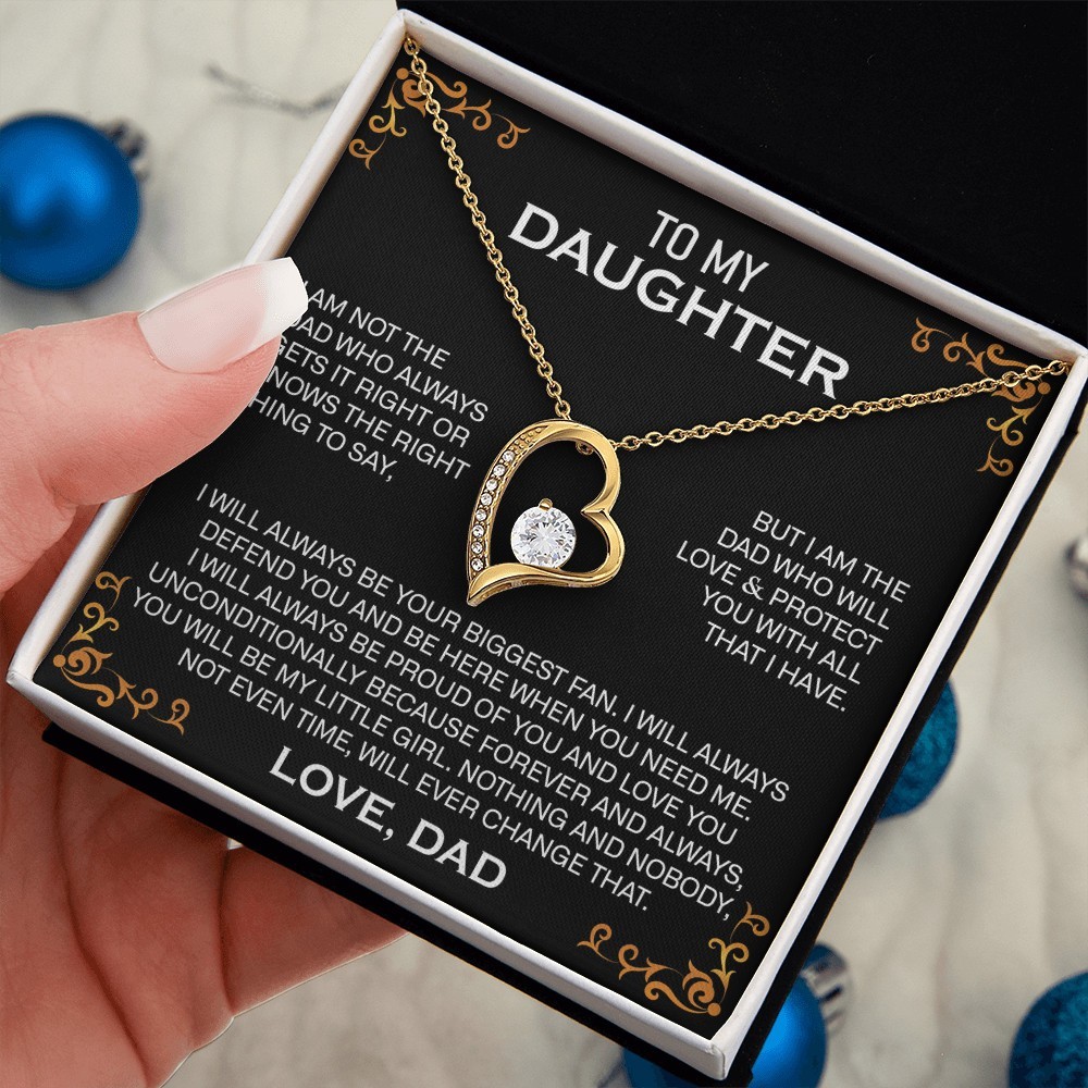 Cubic Zirconia Necklace Gift for Daughter from Dad with Heart Pendant Jewelry