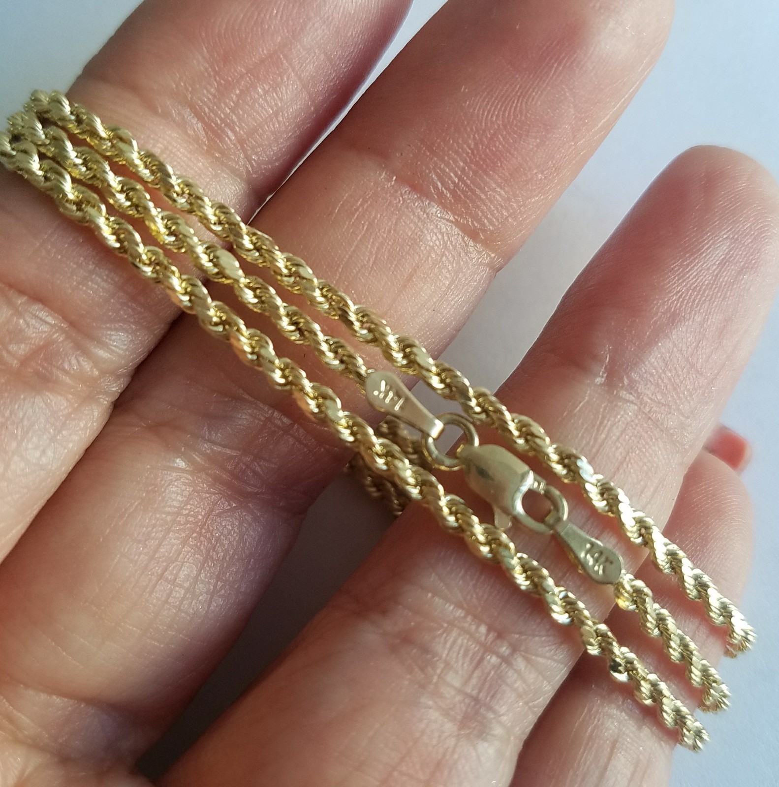 14k Yellow Gold Men’s Womans Unisex Rope Chain 20 Inches Long 2.5 Mm