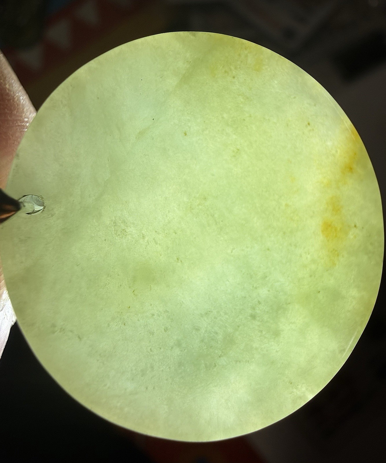 Green Jade Jadeite Round Disc Pendant Necklace on Black Cord w/ Certificate