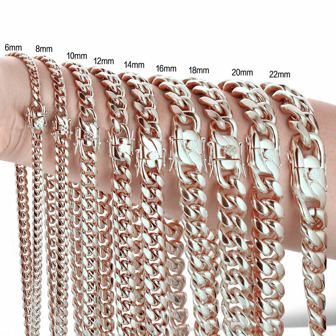 6-18mm Heavy Women Mens Miami Cuban Link Chain Silver Stainless Steel Necklace